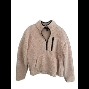 Cozy Light Pink Sherpa Pullover with Zipper